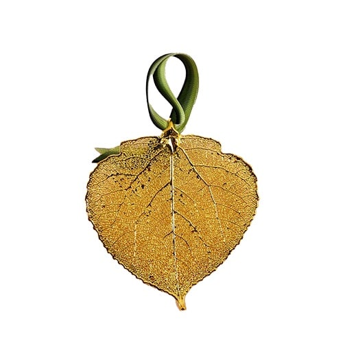 Gift Box Gold Aspen Leaf Ornament