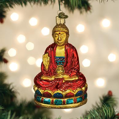 Glass Red Buddha Ornament 