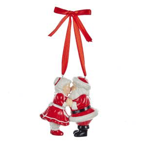Mr. and Mrs. Clause Kissing Ornament
