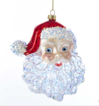 All Sparkles Santa Head Glass Ornament