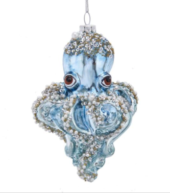 This Blue Octopus with Sparkle ornament is a unique way to add a little of the Ocean to your holiday decor.