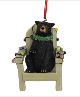 Black Bear On Adirondack Chair Ornament