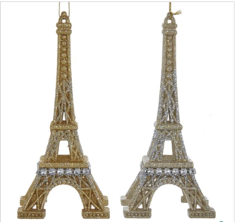 Eiffel Tower Ornament Gold Or Silver Glitter