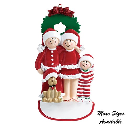 Christmas Family with Dog Ornament 2