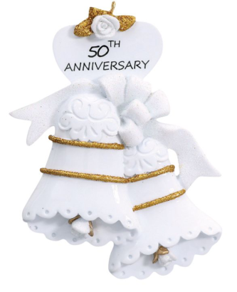 White Bell with Gold 50th Anniversay Personalize