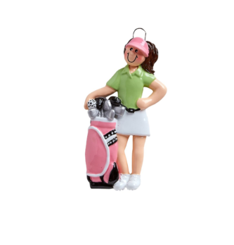 Lady Golfer with a Pink Golf Bag Personalize