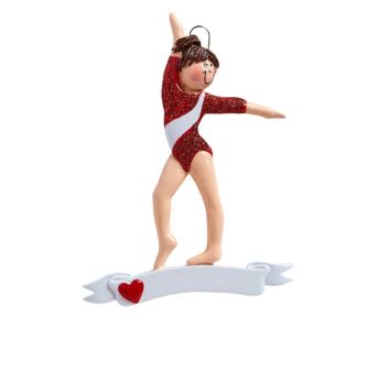 Gymnast in Red Sparkly Outfit Personalize