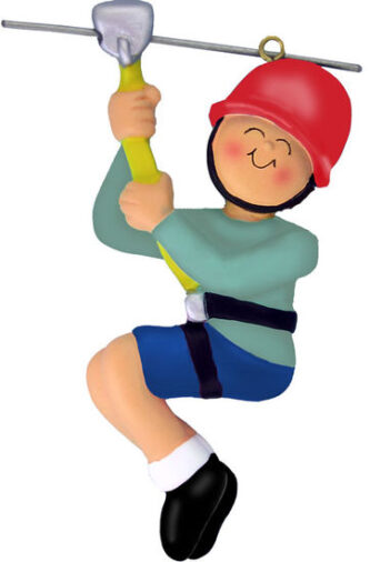 Boy on Zipline with Red Helmet Ornament Personalize