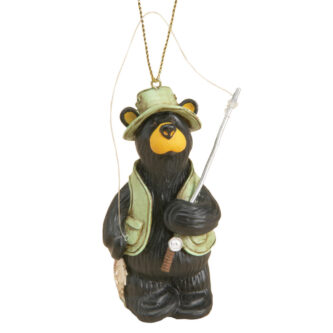 Black Bear Fishing Ornament Bearfoot Bear