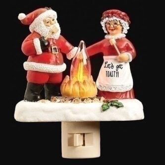 Night Light Santa and Mrs. Clause Around a Campfire