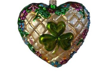 Radko Rare Retire Love the Irish double sided heart ornament. One side shamrock one side heart