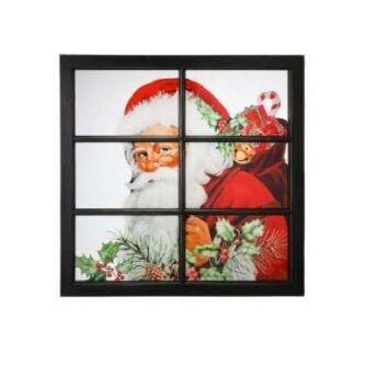 Window View Print with Santa Peeking in