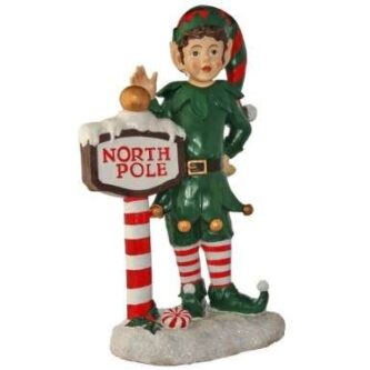 Outdoor Elf with snowy North Pole sign 36"