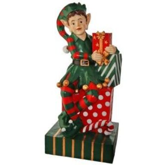 Outdoor Santa's Elf Sitting with packages