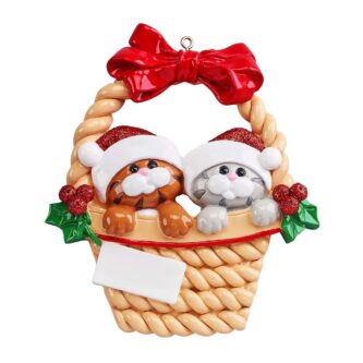 Kittens in a basket personalized couple ornament