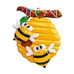 Honey bee decorated hive ornament personalize
