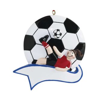 Girl Soccer Ball Kick Personalized Ornament