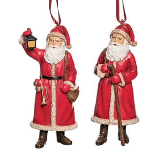 Wandering Santa Ornaments one with staff and one with lantern