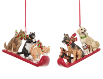 Cats & Dogs Sled Ornaments