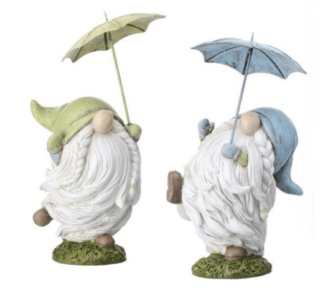 spring gnomes dancing in the rain two pastel colors
