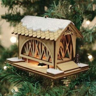 Covered Bridge Horse & Sleigh Ornament Ginger Cottages