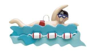 Boy Swimmer in Water Personalized Ornament Two Styles