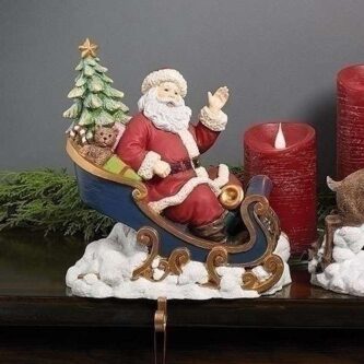 Trim a Home Cast Iron and Resin Stocking Holder Santa in Sleigh Animals for sale online 