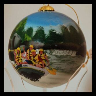 Colorado Rafting Painted Glass Ornament
