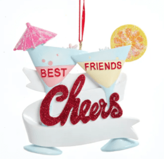 "Best Friends Cheers" Cocktail Ornament For Personalization