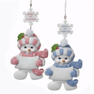 Babys 1st Christmas Snowman Ornaments Personalized