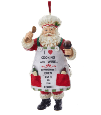 Chef Santa With Wine Ornament