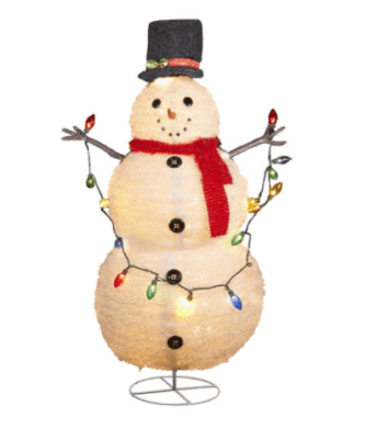 Happy Snowman Lit Decoration 48" Snowman Lighted Lawn Décor