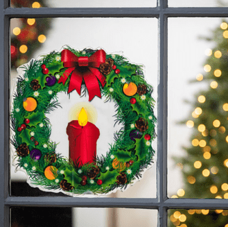Wreath Window Cling Light Up