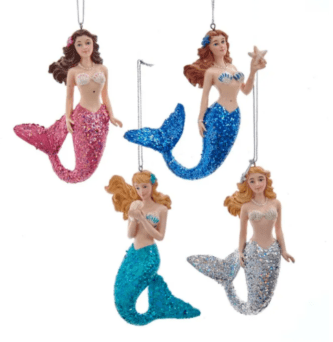 Mermaid With Glittered Tail Ornaments