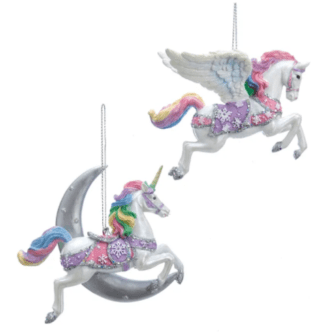 Pastel Unicorn and Pegasus Ornaments