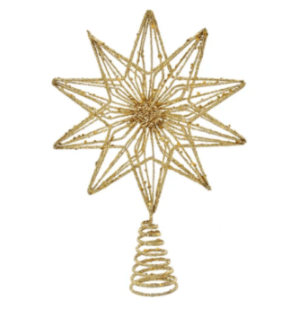 Gold Glitter Polygonal Star Treetop