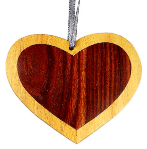 Wood Heart Intarsia Double Sided Ornament