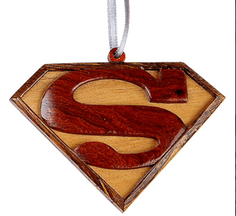 Wood Superman™ Shield Intarsia Double Sided Ornament
