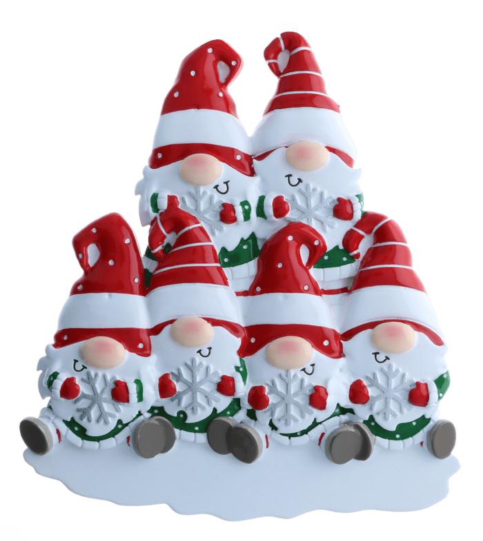 Gnome Snowflake Personalized Christmas Ornament Family of Six
