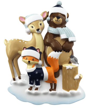 Woodland Family Personalized Ornaments Family of three