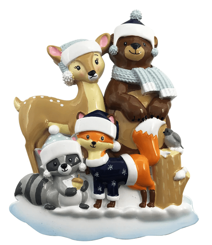 Woodland Family Personalized Ornaments Family of four