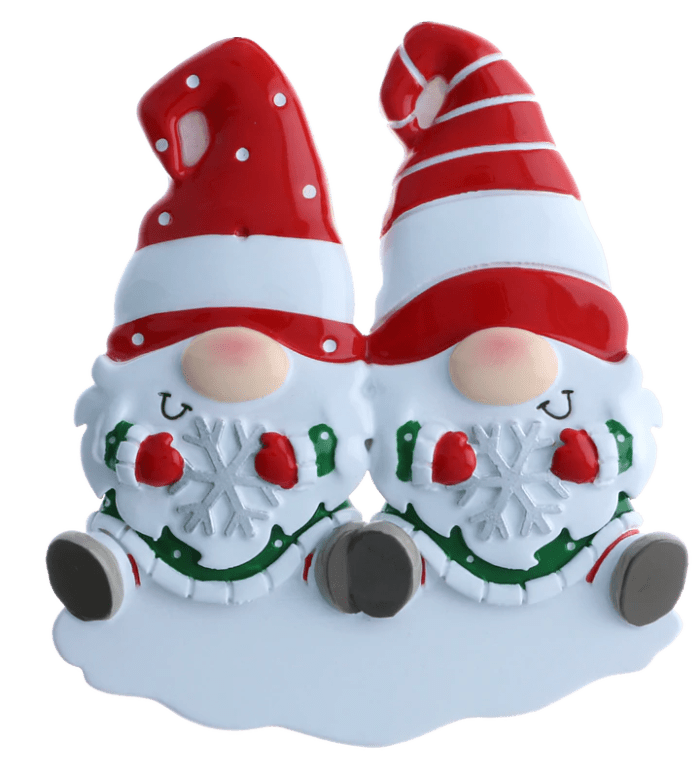 Gnome Snowflake Personalized Christmas Ornament family of two