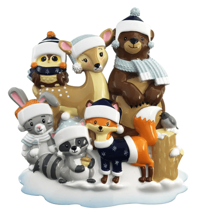 Woodland Family Personalized Ornaments Family of Six