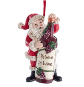 Believe In Wine Santa Ornament