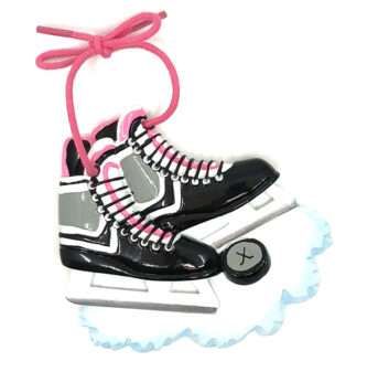 Hockey Skates Pink Laces Ornament Personalized