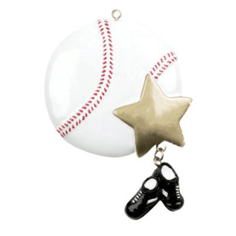 Baseball With Star Ornament Personalize