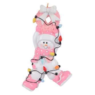 Pink Baby Wrapped In Lights Ornaments