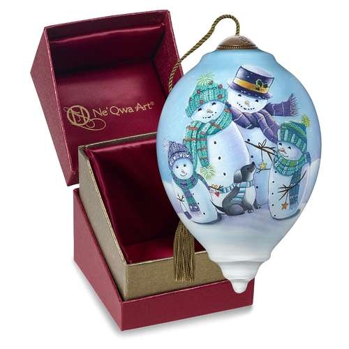 Box Festive Snowman Family Ne’Qwa Art® Ornament