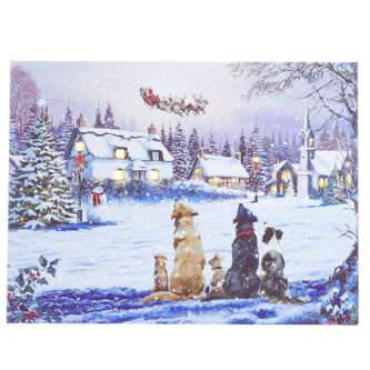 Dogs Watching Santa Lighted Print