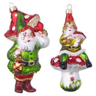 Mushroom Gift Elf Ornaments